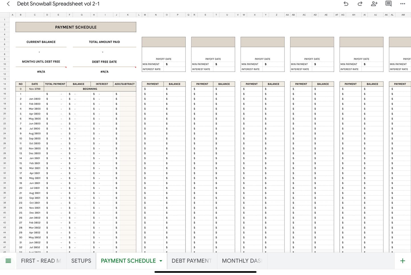 Debt Snowball Spreadsheet